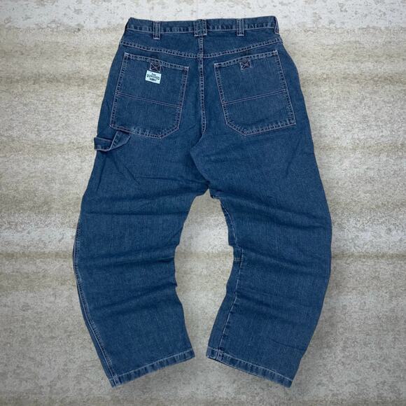 Lee Other - Vintage Y2K Lee Dungarees Jeans 36x32 Baggy Wide Leg Medium Wash Double Knees